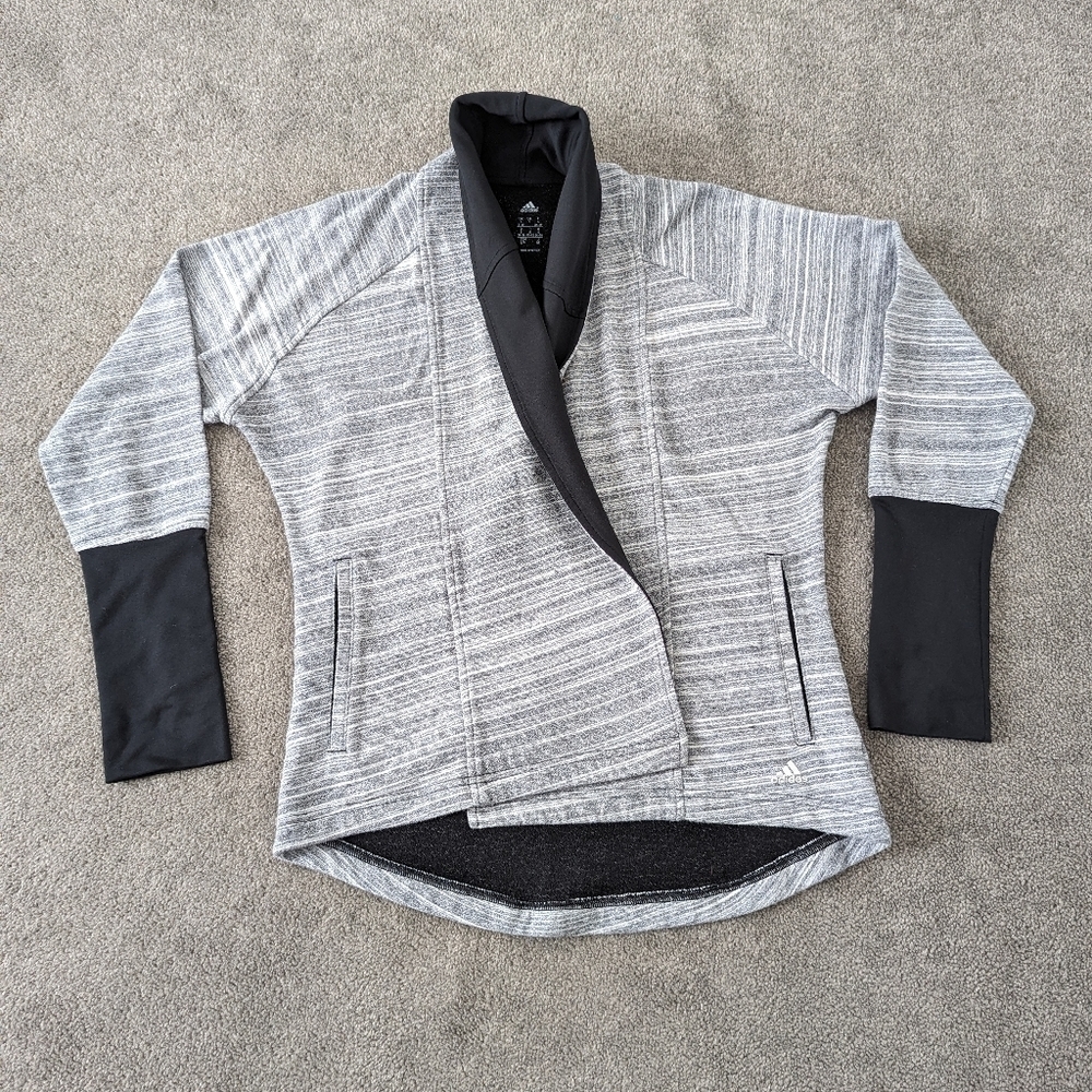 Adidas Women's Gray Open Front AA0175 Uptown Coverup Sweater Size Small